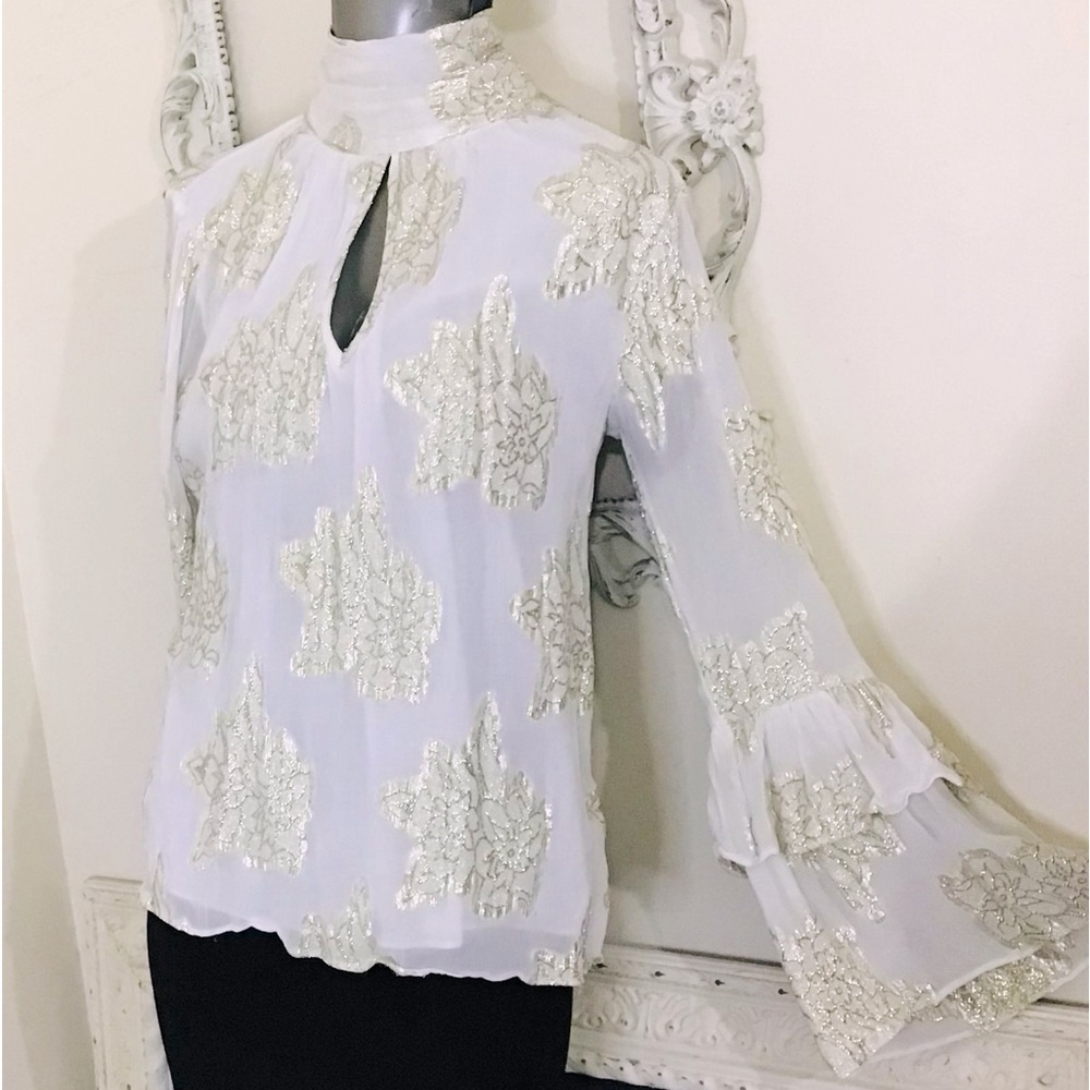 Miss Selfridge High Neck Flute Sleeve Blouse